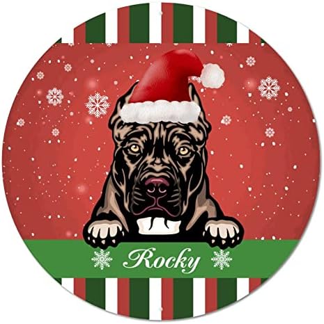 Yuvarlak Metal Tabela Plak Özel Köpek Adı Merry Christmas Daire Çelenk İşareti Vintage Duvar Kapı İşareti Garaj için