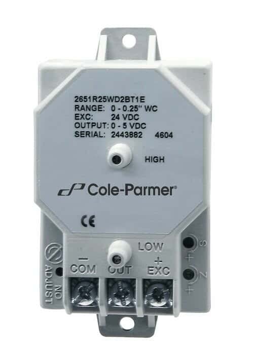 Cole-Parmer Çok Düşük Fark Basınç Transmitteri, 5 WC, 0-5VDC