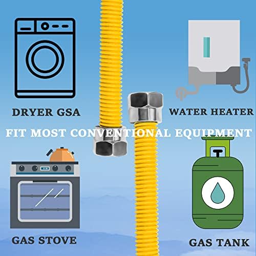 kurutucu için puxyblue 72 İnç Gaz Hortumu Konektör Kiti,Esnek Paslanmaz Çelik Gaz Hattı, Soba, Kurutucu, Gazlı Su