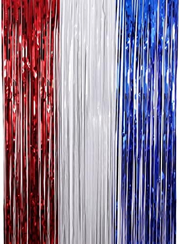 Bağımsızlık Günü Dekoratif Yağmur Perde 3 Renk Ekleme Parti Dekorasyon Amerikan Bağımsızlık Günü Mavi Gümüş Kırmızı