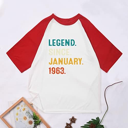 Ozmmyan 60 Yaşındaki Erkek T Shirt Legend Ocak 1963'ten Beri 60th doğum günü hediyesi Erkek T-Shirt 2023 Yaz Rahat