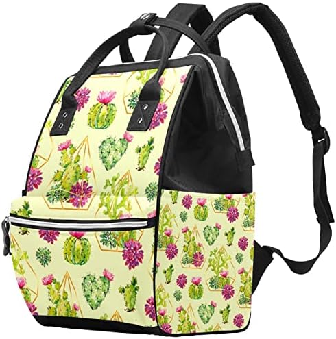 Yeşil Kaktüs Çiçek Geometrik Elmas bebek bezi çantası Sırt Çantası Bebek Bezi Değiştirme Çantaları Çok Fonksiyonlu