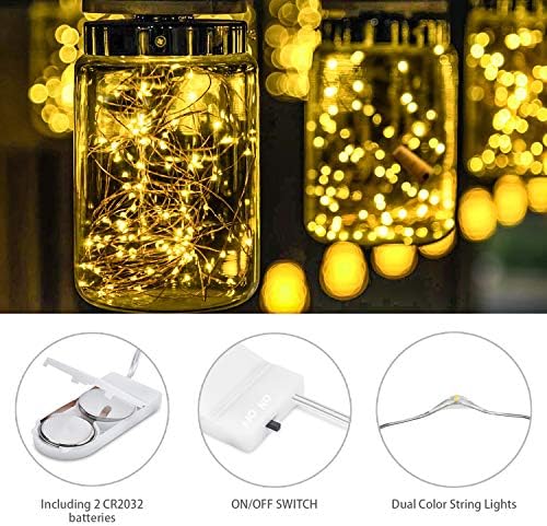 [12 Paket] Ooklee ® yıldızlı peri ışıkları pil kumandalı, 2 m 20 LED bakır tel şişe ışık, Firefly dize dekoratif aydınlatma