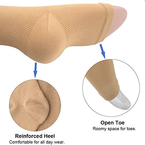Bakır varis çorabı Kadınlar ve Erkekler için Burnu açık 20-30mmHg, Dolaşımın İyileşmesi ve Tüm Gün Giyilmesi için