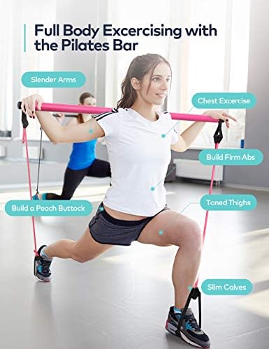 Direnç Bandı ve Ayak Halkalı Pilates Bar Seti, AhfuLife Taşınabilir Çok Fonksiyonlu Yoga Egzersizi Ev Jimnastik Salonu