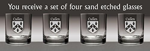 Cullen İrlandalı Arması Bardak Bardak-4'lü Set (Kum Kazınmış)