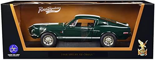 Yol İmza 1968 Shelby GT500 KR Koyu Yeşil Beyaz Çizgili 1/18 pres döküm model araç 92168