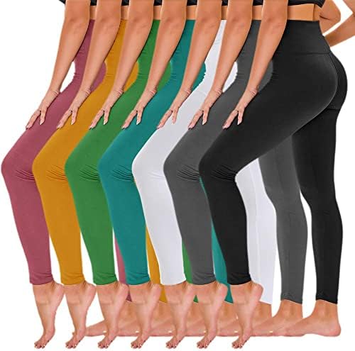 TNNZEET 7 Paket Yüksek Belli Tayt Kadınlar için Tereyağlı Yumuşak Egzersiz Koşu Yoga Pantolon