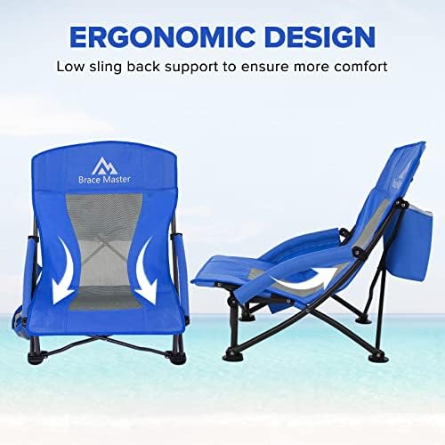 Brace Master plaj sandalyesi kamp sandalyesi, Bel Kum Sandalyeleri, bardak Tutucu ve Soğutucu ve Telefon Çantası ile