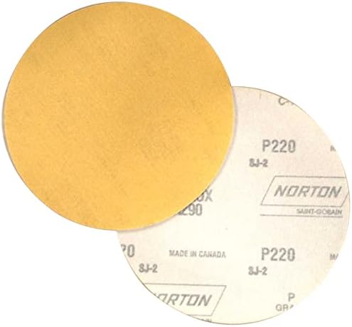 Norton 66261149911 6 inç. A290 No-Fil Alüminyum Oksit Kağıt Kanca ve Halka Diskleri, İnce, P220 Kum, 100 paket