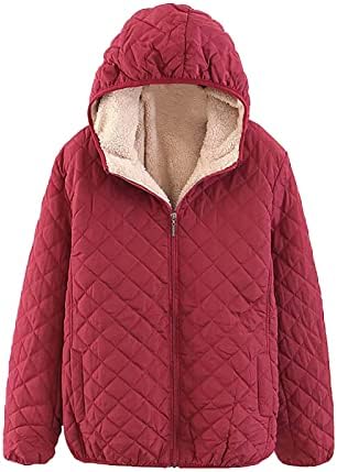 Jjhaevdykış Mont Kadınlar için, Uzun Kollu Fermuar Kapüşonlu Ceket Astarlı Rahat Dış Giyim Sıcak Ceket Cepler ile