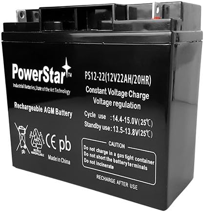 PowerStar-22AH Yüksek Oranlı SLA Pil, 51814 6fm17 6-dzm-20 6-fm-18 lcx1220p - 2pk'nın Yerini Alır