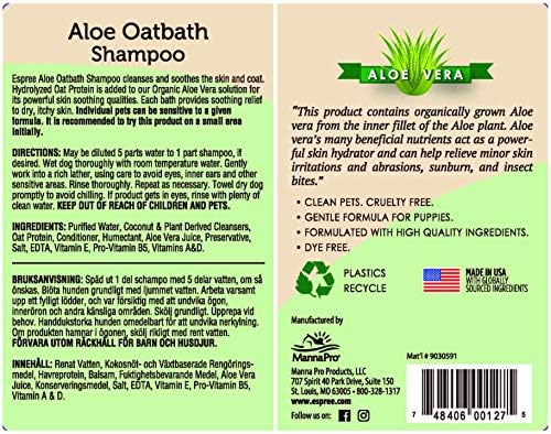 Espree Aloe Yulaf Banyosu İlaçlı Şampuan (köpekler veya kediler için), 1 Galon