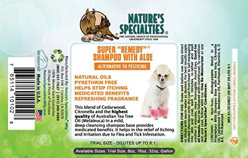 Nature's Specialties Evcil Hayvanlar için Aloe'lu Süper Çare Köpek Şampuanı, Profesyonel Damatlar için Doğal Seçim,