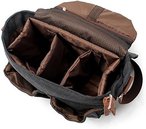 peacechaos erkek Tuval kamera çantası Deri DSLR SLR Kamera çantası Vintage Kamera askılı çanta omuzdan askili çanta