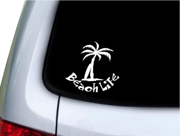 Plaj Hayatı Palmiye Ağacı Çıkartması Vinil Beyaz Sticker Çıkartma Otomobil / Kamyon / Kamyonet / Suv / Duvar / Pencere