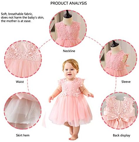 Mutlu Kiraz Bebek Kız Kolsuz Dantel Resmi Elbise Parti Düğün için 3-24 Ay