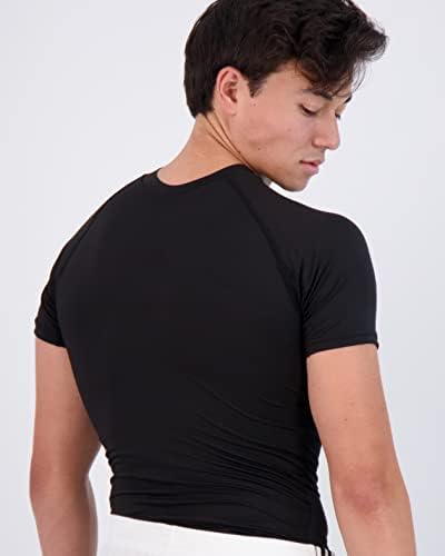 4 Paket: Erkek Kısa Kollu Sıkıştırma Gömlek Taban Katmanı Fanila Aktif Atletik Kuru Fit Üst (Büyük ve Uzun Boylu olarak