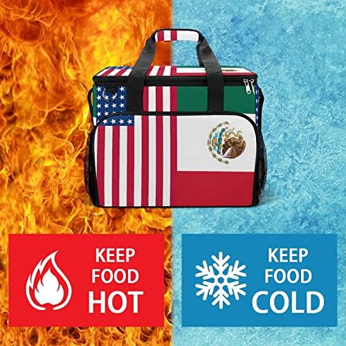 ABD Meksika Bayrağı soğutucu kutu Yalıtımlı Sızdırmaz Tote Taşınabilir Soğutma Öğle Yemeği omuzdan askili çanta Piknik