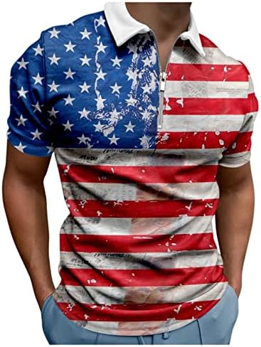 Erkek Amerikan Bayrağı polo gömlekler Yurtsever 4th Temmuz Tee Gömlek Yaz Casual Vintage Kısa Kollu Tunik Üstleri