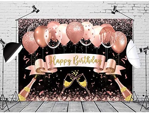 SVBrıght Siyah Gümüş Gül Altın Mutlu Doğum Günü Partisi Süslemeleri Malzemeleri Glitter Balonlar Zemin Kadınlar Kızlar