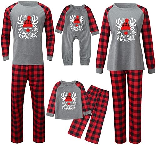 DIYAGO aile pijamaları Seti, Noel Eşleştirme Uzun Kollu Tişört ve Pantolon Salonu Tatil Pj Kıyafeti Seti Gecelik Komik