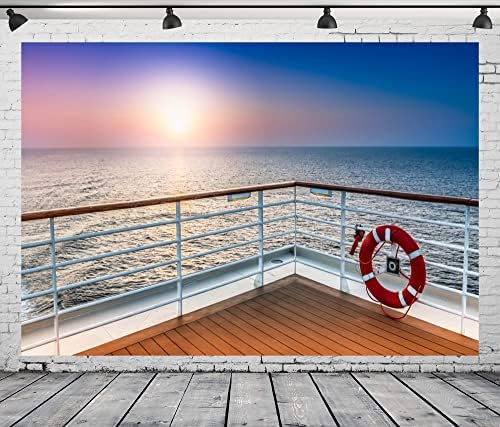 BELECO Cruise Gemi Fon Kumaş 10x8ft Cruise Gemi Güverte Parti Zemin Cruise Tema Süslemeleri Yaz Tropikal Okyanus Günbatımı