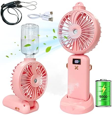 Soğutma Kişisel Fan, Taşınabilir El Misting Fan 5000mAh Asılı Boyun Sprey Fanlar 90 ° Ayarlanabilir Tip-C Şarj Edilebilir