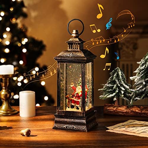Zamanlayıcı ile Roylvan Noel Kar Küresi, 10.8 Müzikal Kar Küresi Fener Akülü ve USB kablosu İplik Su Pırıltılı Santa