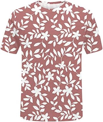 Kadınlar için yaz Üstleri, çiçek Baskı Pamuk Keten Kadınlar için Rahat Zarif Kısa Kollu Gömlek Kadınlar için Boyun
