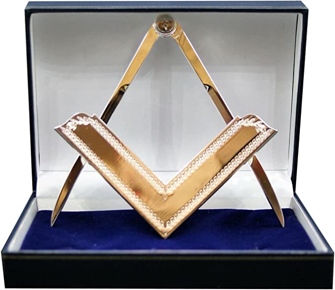 Masonlar Masonik Kare ve Pusula Seti Altın veya Gümüş (Tam Lodge Boyutu) Kutu ile