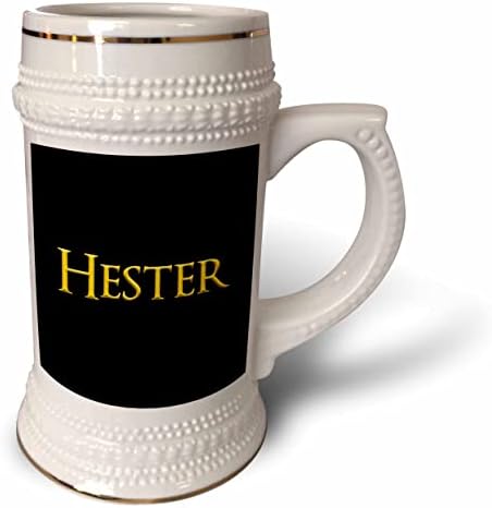 Amerika'da 3dRose Hester zarif kız bebek adı. Siyah üzerine sarı. - 22oz Steın Kupa (stn-362762-1)