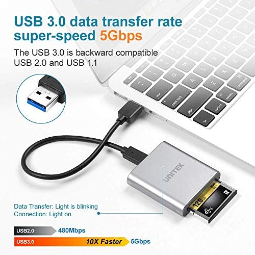 Unıtek 【Bundle】 USB 3.2 tip C CFast kart okuyucu ve sinyal güçlendirici ile 32 Feet genişletici kablosu