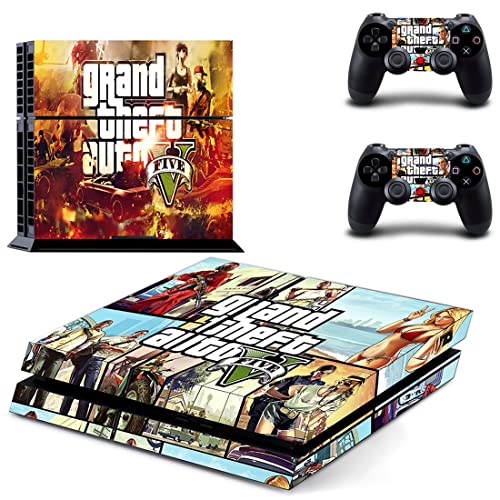 Oyun Grand GTA Hırsızlık Ve BAuto PS4 veya PS5 Cilt Sticker PlayStation 4 veya 5 Konsolu ve 2 Kontrolörleri Çıkartması