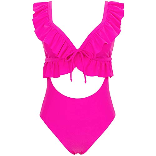 Jsgjocom Bikini Kadınlar için, kadın Düz Renk Bikini seti Mayo, 2 Parça Mayo Beachwear (Sıcak Pembe, L)