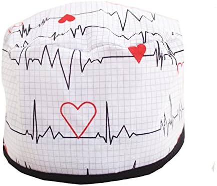 Ayarlanabilir kravatlı EKG Beyaz Kalp Atışı Fırçalama Şapkası Şapkası