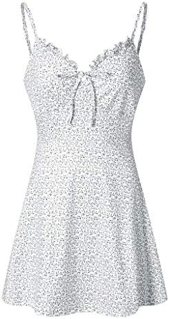 Fragarn Artı Boyutu Elbise, Bayan Yaz Baskı Renk Blok Kolsuz Elbise A-Line Maxi Mini Sundress