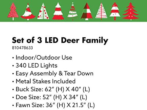 Kış Wonder Lane LED 3-Piece zarif beyaz geyik aile Set tatil mevsimsel noel kapalı / açık ışık-Up dekor