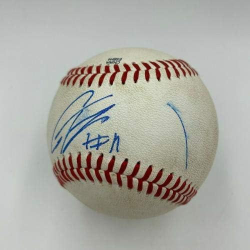 Gleyber Torres Çaylak Öncesi İmzalı Oyun Kullanılmış İkinci Lig Beyzbol Yankees JSA-MLB Oyunu Kullanılmış Beyzbol
