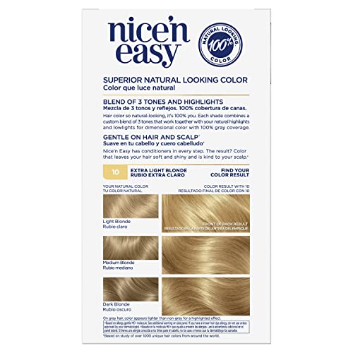 Clairol Nice'n Easy Kalıcı Saç Boyası, 10 Ekstra Açık Sarı Saç Rengi, 3'lü Paket