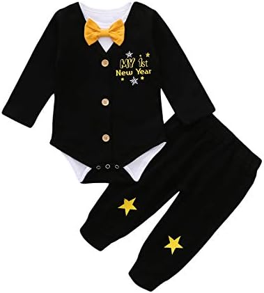 Aslaylme Bebek Erkek Benim 1st Yeni Yıl Kıyafet Yeni Yıl Arifesi Giysileri Uzun Kollu Bodysuit