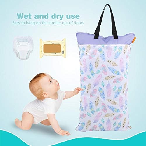GLOGLOW ıslak kuru bez bebek bezi çantası, büyük asılı su geçirmez bebek ekler Nappy çamaşır saklama çantası ile çift
