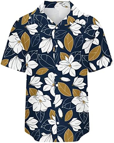 Kadınlar için bluzlar 2023 Yaz Yatak Açma Yaka Kısa Kollu Bluz Tops Moda Çiçek Baskı Casual Düğme Aşağı Gömlek