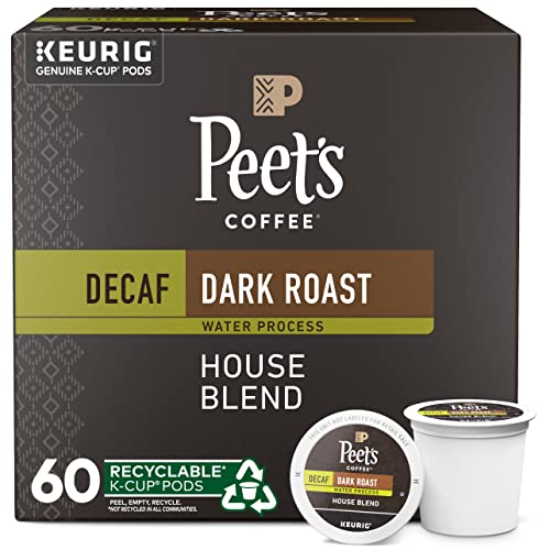 Peet'in Kahvesi, Koyu Kavrulmuş Kafeinsiz Kahve Keurig Bira Üreticileri için K-Cup Kapsülleri-Kafeinsiz Ev Karışımı,