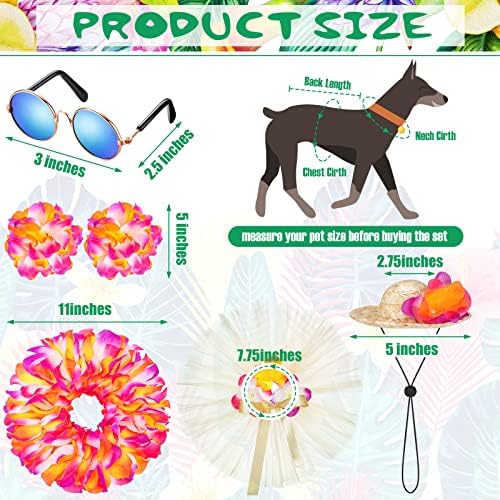 6 Adet Cadılar Bayramı Pet Köpek Hawai Kostüm İçerir Köpek Tutu Etek Köpek Güneş Gözlüğü Yaz Çim Köpek Elbiseler Hasır