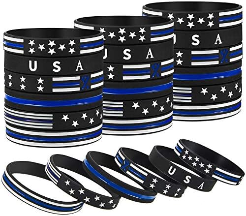 Polis Amerikan Bayrağı Silikon Bilezikler İnce Mavi Çizgi Bilezikler Kauçuk Bileklikler Bağımsızlık Günü Polis Memurları
