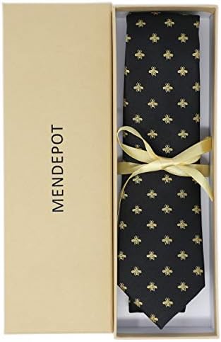 MENDEPOT Arı Kravat Kutusu Mikrofiber Jakarlı Altın Arı Desen kravat