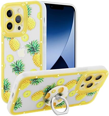 OOK iPhone 14 Pro Max 6.7 inç Kılıf ile uyumlu, Kız Kadınlar için Şeffaf Sevimli Ananas Desen Baskı Tasarımı, Ananas
